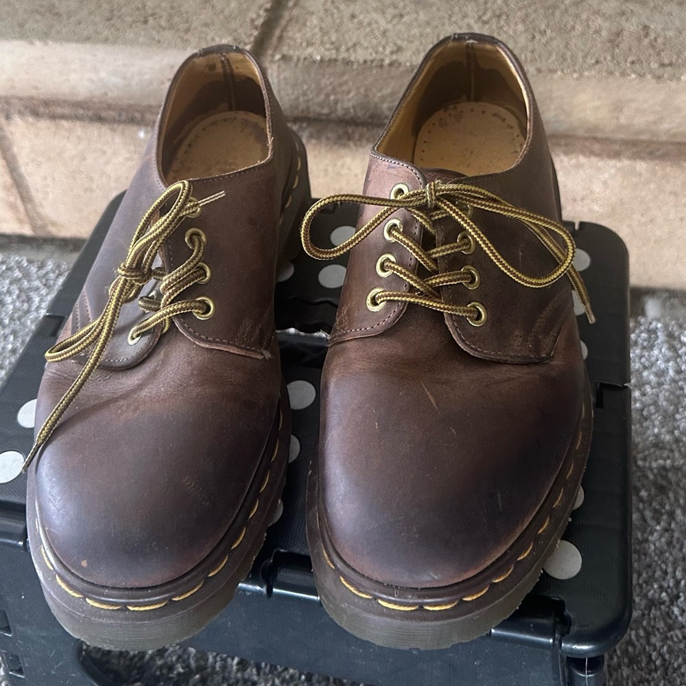 Dr. Martens Brown Leather Men's Oxfords - Picture 3 of 8